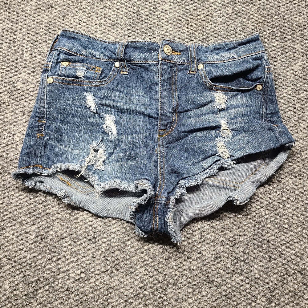 Altar'd State Jean Shorts Womens 27/5 Blue Denim Distressed Raw Hem DJ3002F42